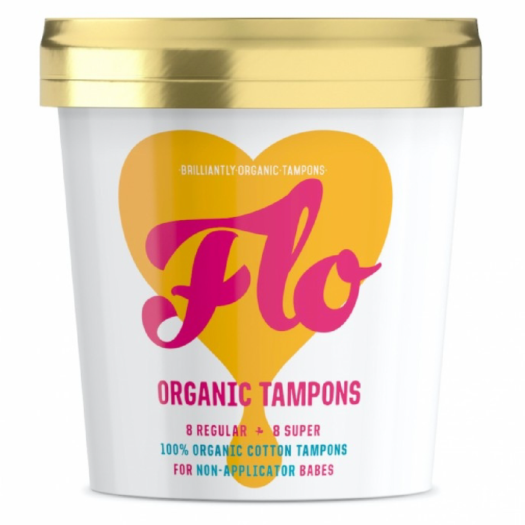 Here We Flo, Non-Applicator Organic Cotton, 16 Tampons, 8 Regular + 8 Super Combo Pack