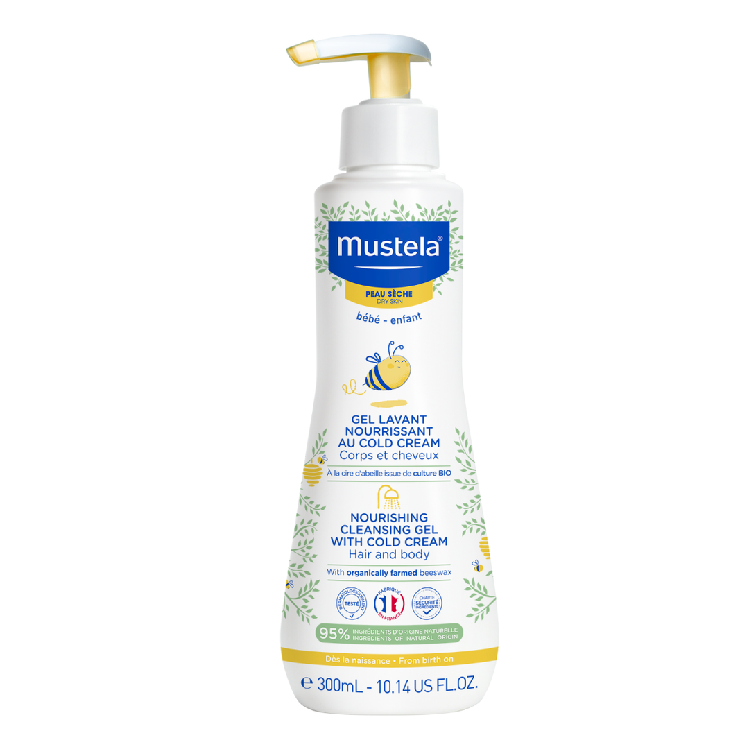 Mustela Nourishing Cleansing Gel with Cold Cream and Organic beeswax for Dry Skin (300ml)