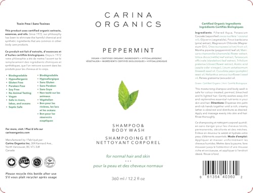 Carina Organics - Peppermint Shampoo & Body Wash (360ml 12)