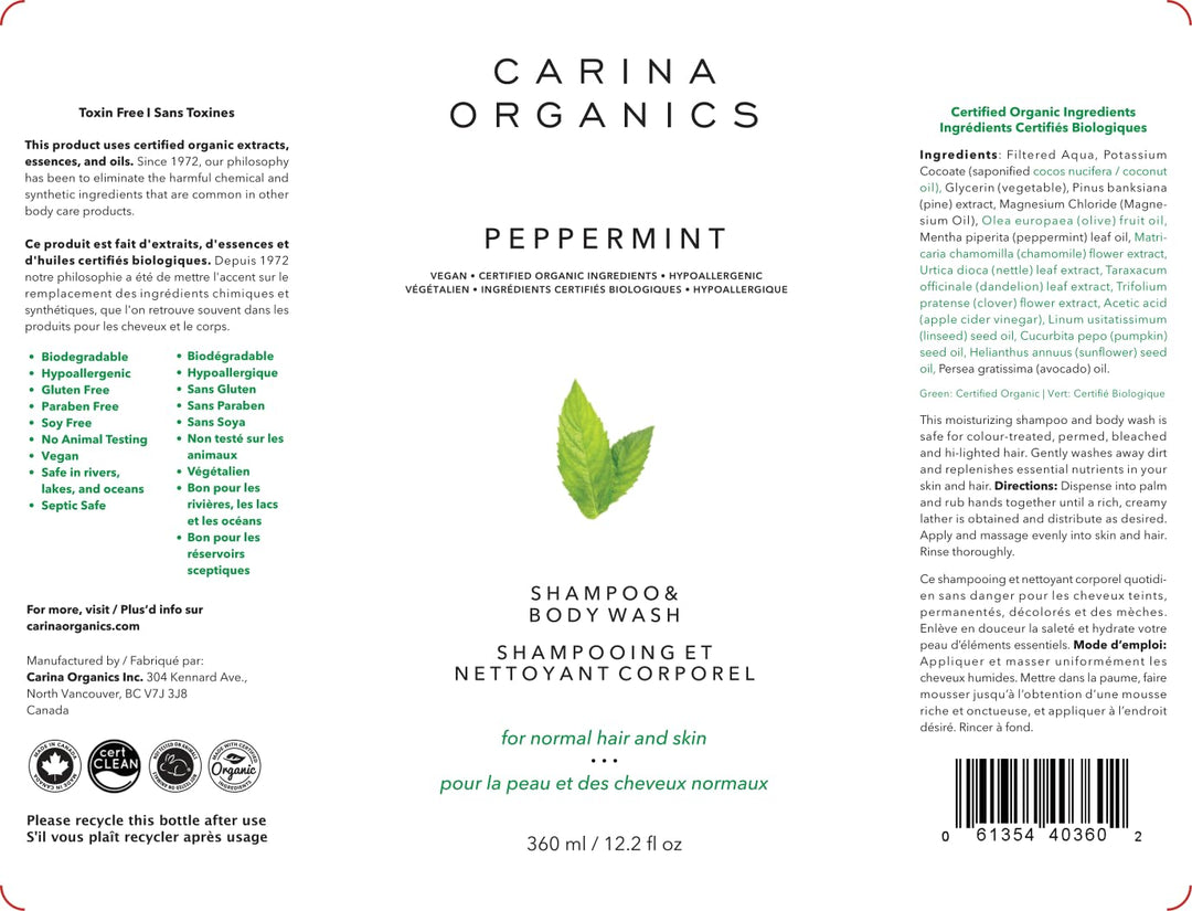 Carina Organics - Peppermint Shampoo & Body Wash (360ml 12)