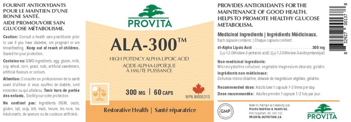 Provita - ALA-300 Alpha Lipoic Acid (60 caps)