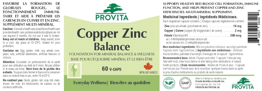 Provita - Copper Zinc Balance 90 caps - Provita