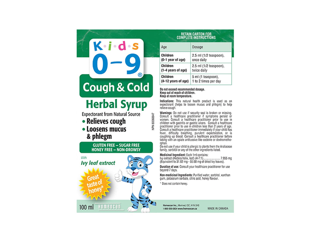 Homeocan - Kids 0-9 Cough& Cold Herbal Syrup (100ml 12)