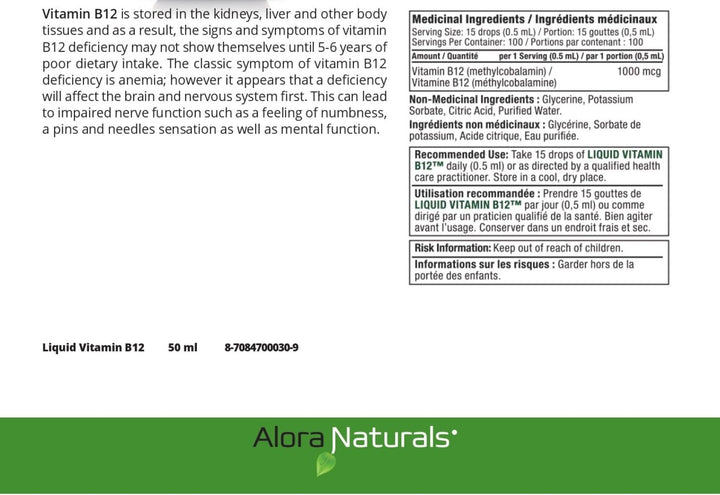 Alora Naturals - Liquid Vitamin B12 (50ml 24)
