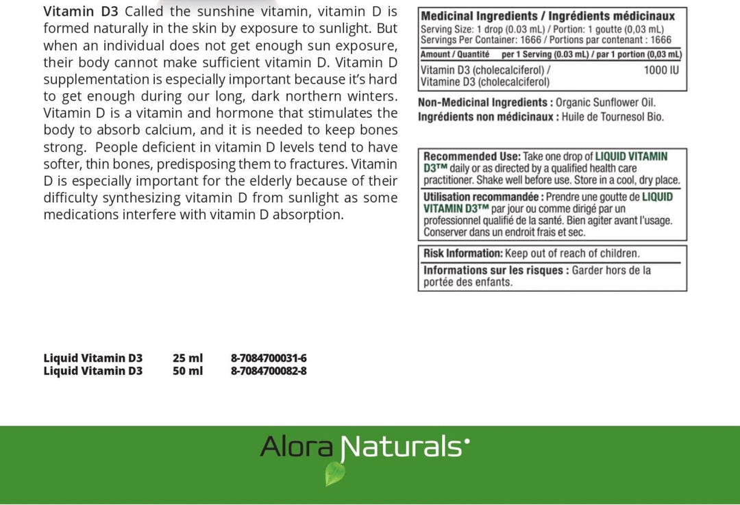 Alora Naturals - Liquid Vitamin D3 (50ml 24)