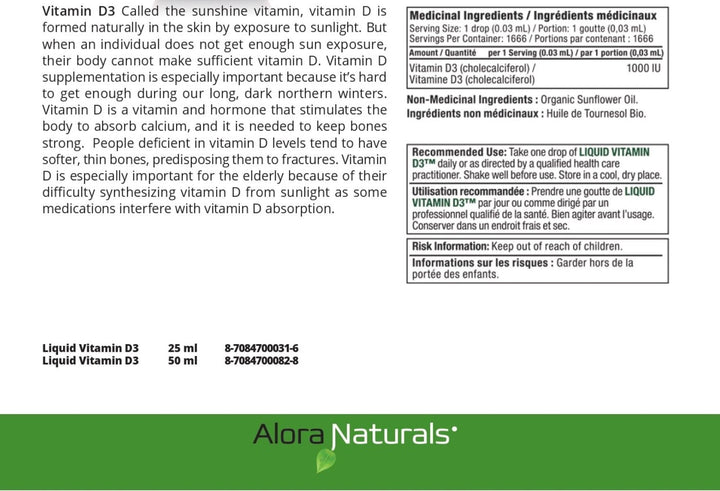 Alora Naturals - Liquid Vitamin D3 (50ml 24)