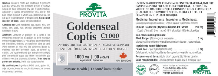 Provita - Goldenseal Coptis C1000 (90 caps) - Image 4