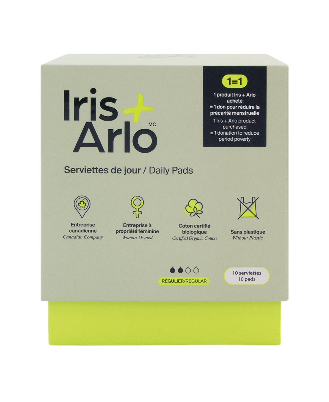 Iris + Arlo Inc. - Daily Pads, reg - 100% Organic Cotton - Image 1