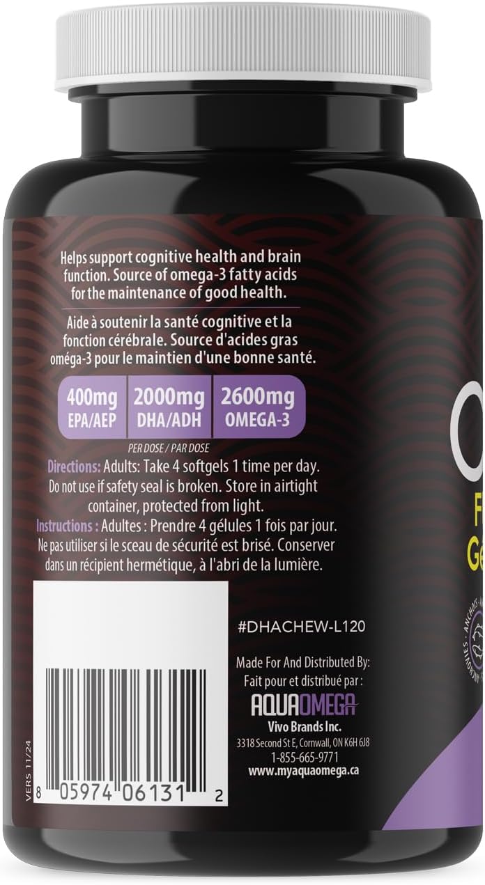 AquaOmega - High DHA Chewable Softgels Lemon (120sg)