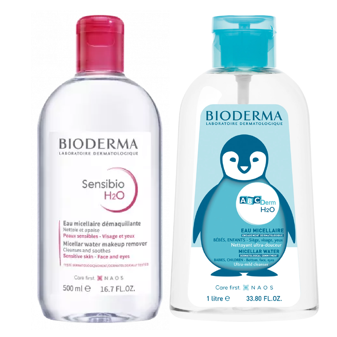 Bioderma Sensibio H2O Micellar water, 500ml + ABCDerm H2O Micellar water, 1000ml