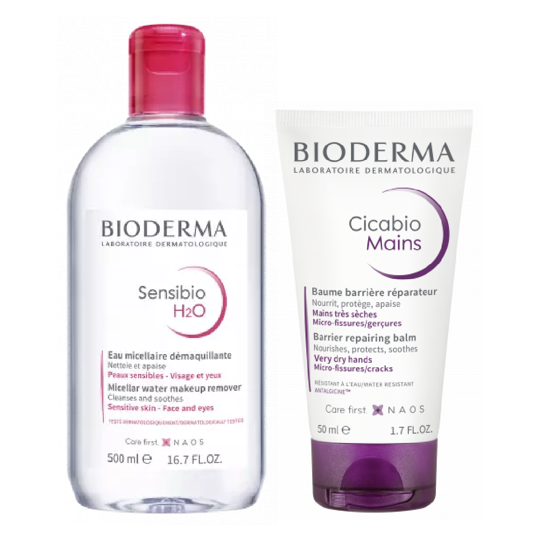 Bioderma Sensibio H2O Micellar water, 500ml + Bioderma Cicabio Hands, 100ml