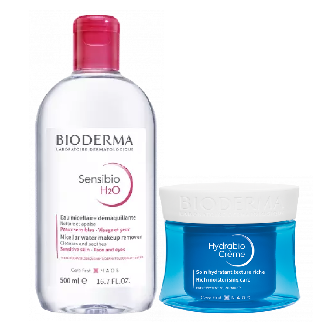 Bioderma Sensibio H2O Micellar water, 500ml + Bioderma Hydrabio Cream, 50ml