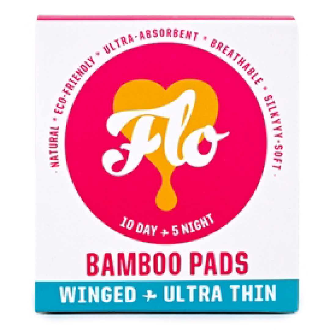 Here We Flo, FLO Bamboo Period Pads with wings, 10 Day + 5 Night Combo Pack, 15 pads