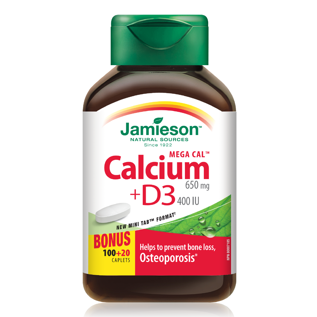 Jamieson Calcium 650mg+Vit. D 400IU 100's+20's Free
