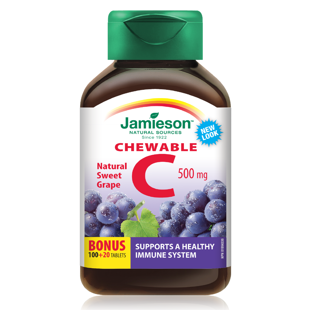 Jamieson Vit. C 500mg Chew - Grape Flavour 100's+20's Free