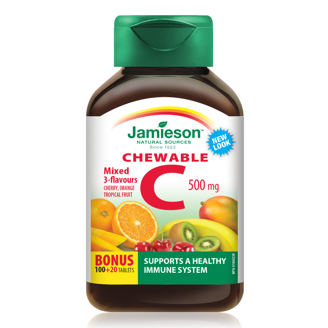 Jamieson Vit. C 500mg Chew - Mixed 3 Flavour 100's+20's Free