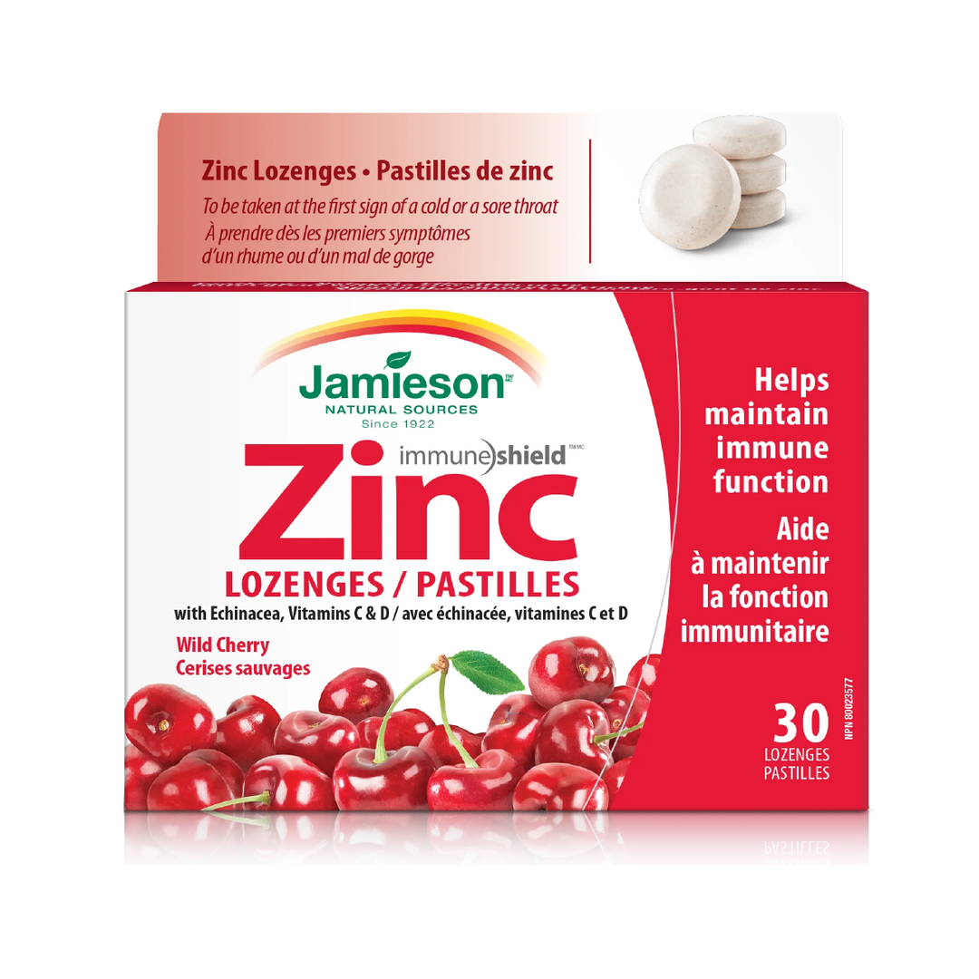 Jamieson Zinc Lozenges w Echinacea, Vit. C+D - Wild Cherry