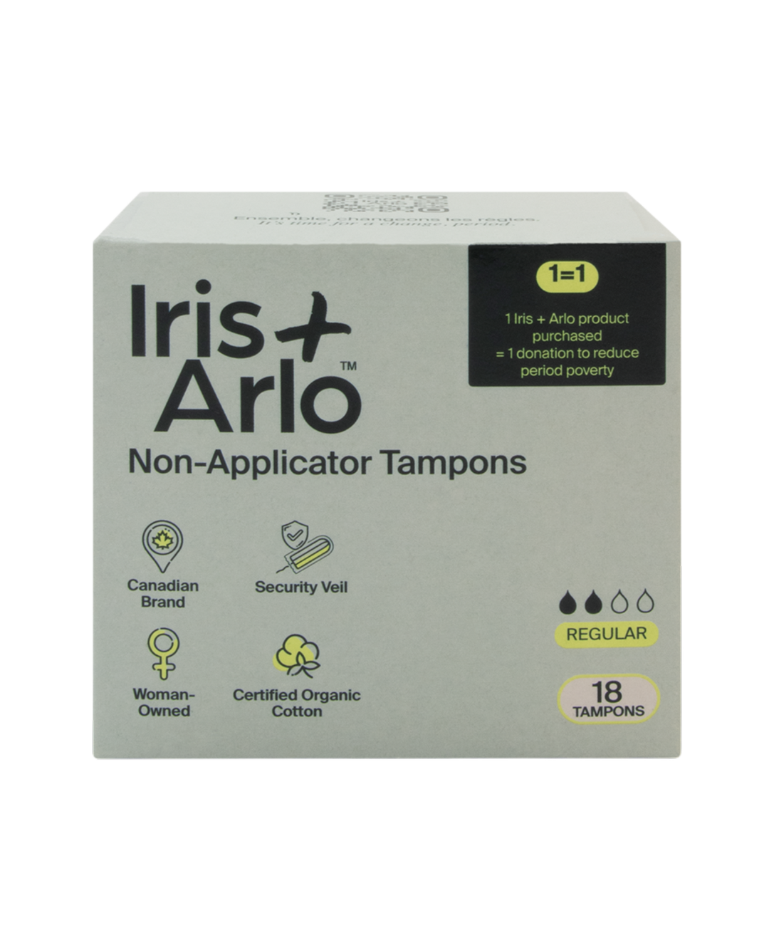 Iris + Arlo Inc. - Non-Applicator Tampons, reg - 100% Organic Cotton - Image 1