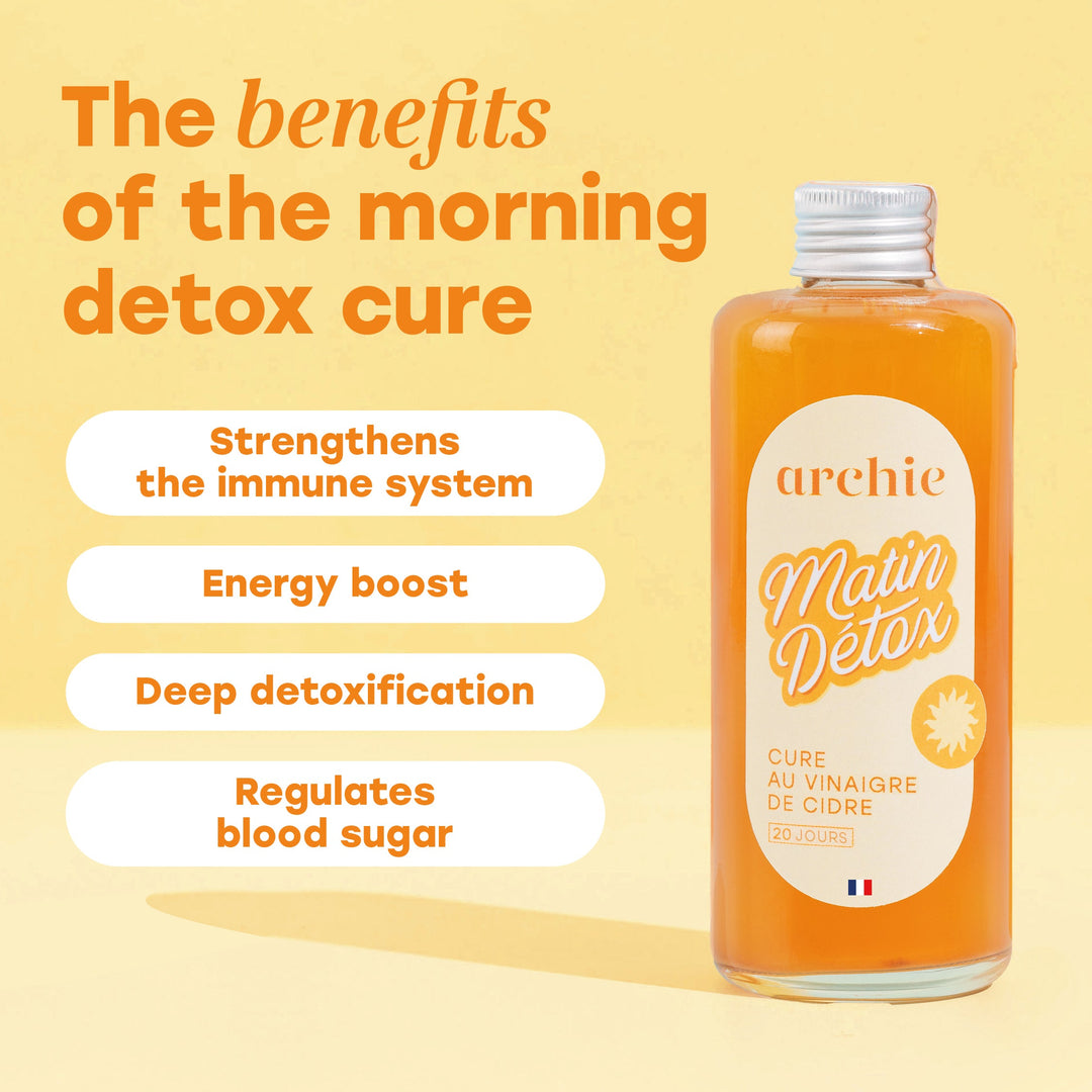 Back label of Archie Morning Detox-ACV, Ginger & Spices, 200ml - Archie showing product details