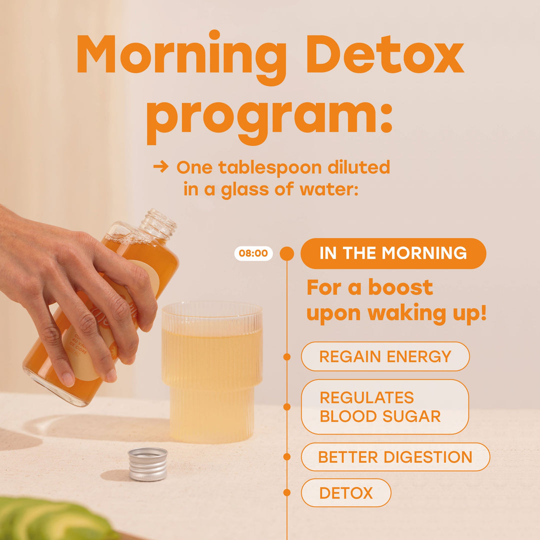 Usage directions for Archie Morning Detox-ACV, Ginger & Spices, 200ml - Archie