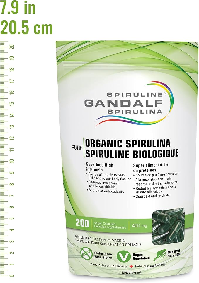 Spirulina Organic 400mg, 200 Vcaps - Gandalf - Image 3