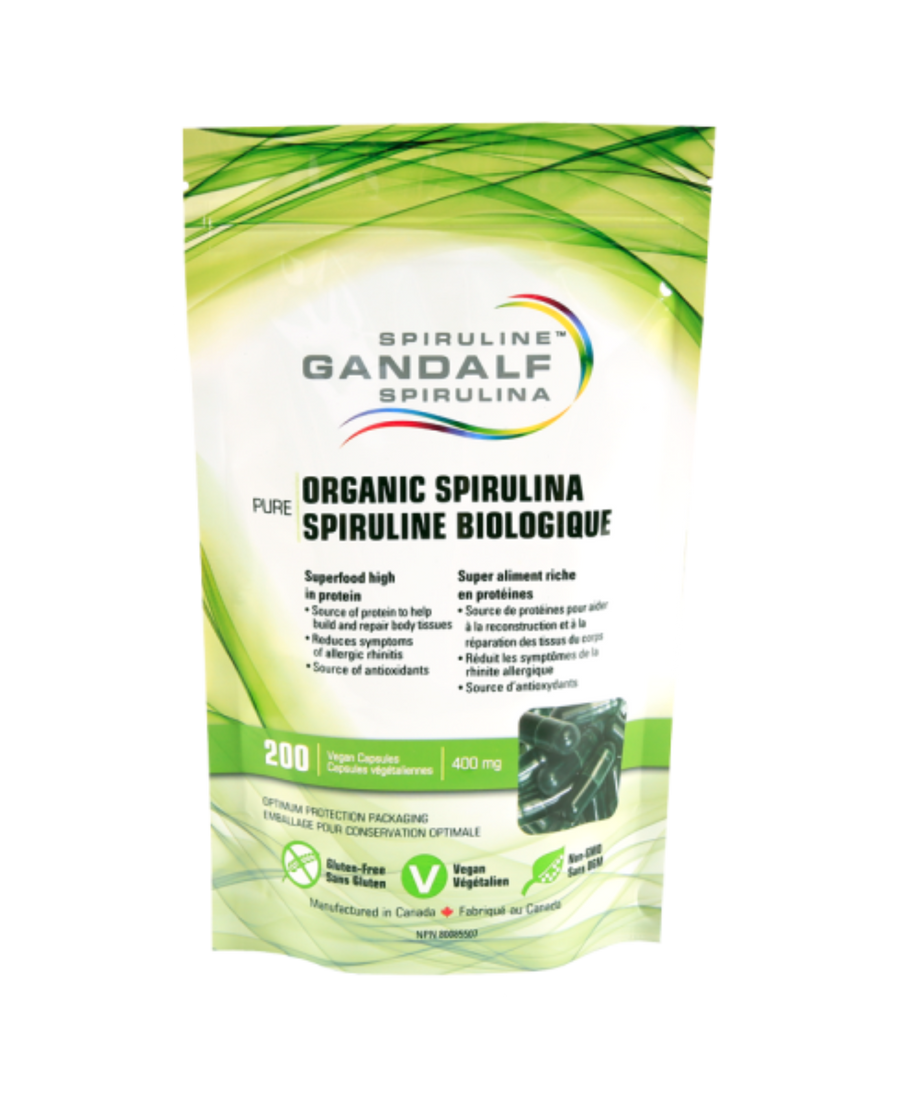 Spirulina Organic 400mg, 200 Vcaps - Gandalf - Image 1