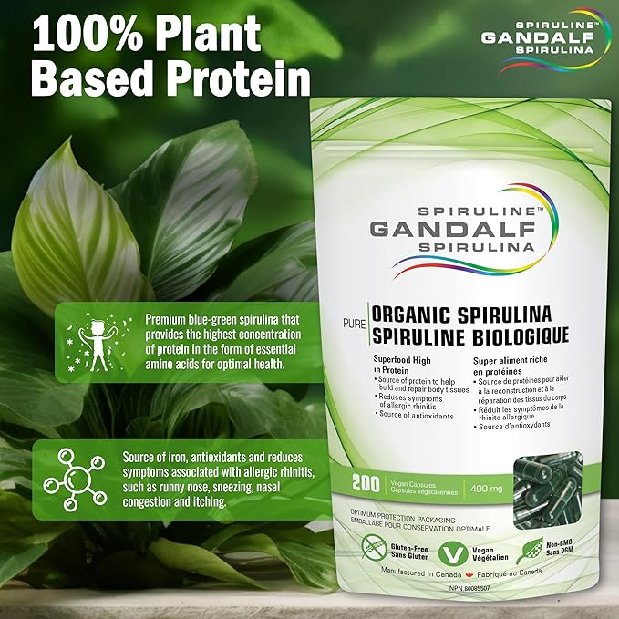 Spirulina Organic 400mg, 200 Vcaps - Gandalf - Image 5