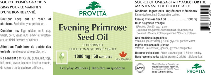 Provita - EPO-1000 Evening Primrose Oil (60 softgels)