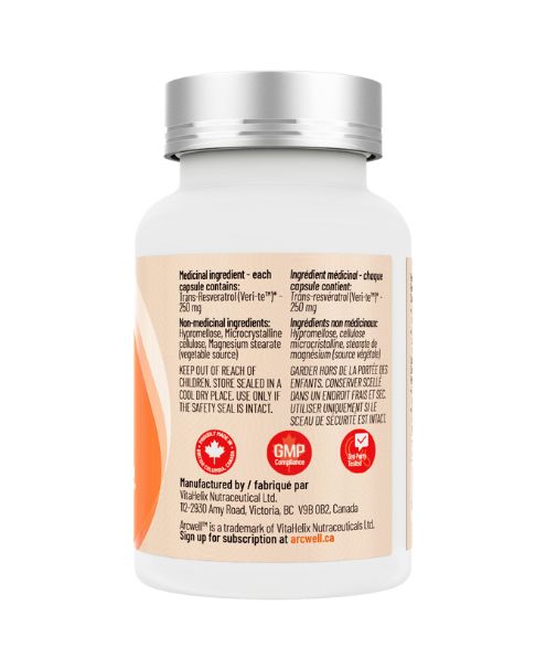 Arcwell - Trans-Resveratrol, 250mg/60caps - Image 2
