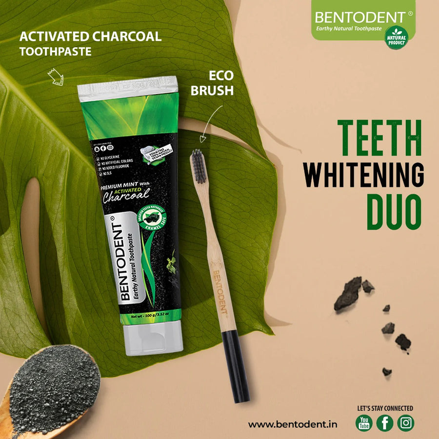 Bentodent - Combo (Activated Charcoal/Mint) W/Toothbrush - Image 1