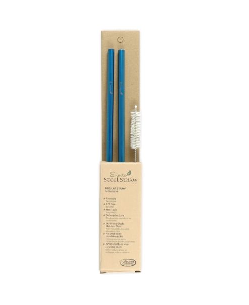 Enviro Glass Straws - Combo Reg. Stl Straw 10.5" Blue - Image 1