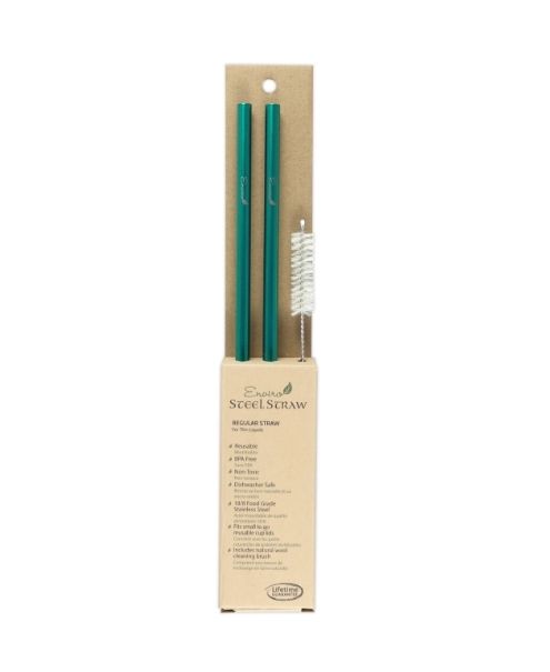Enviro Glass Straws - Combo Reg. Stl Straw 10.5" Green - Image 1