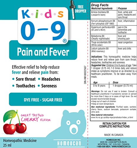 Homeocan - Kids 0-9 Pain & Fever, 25 Ml