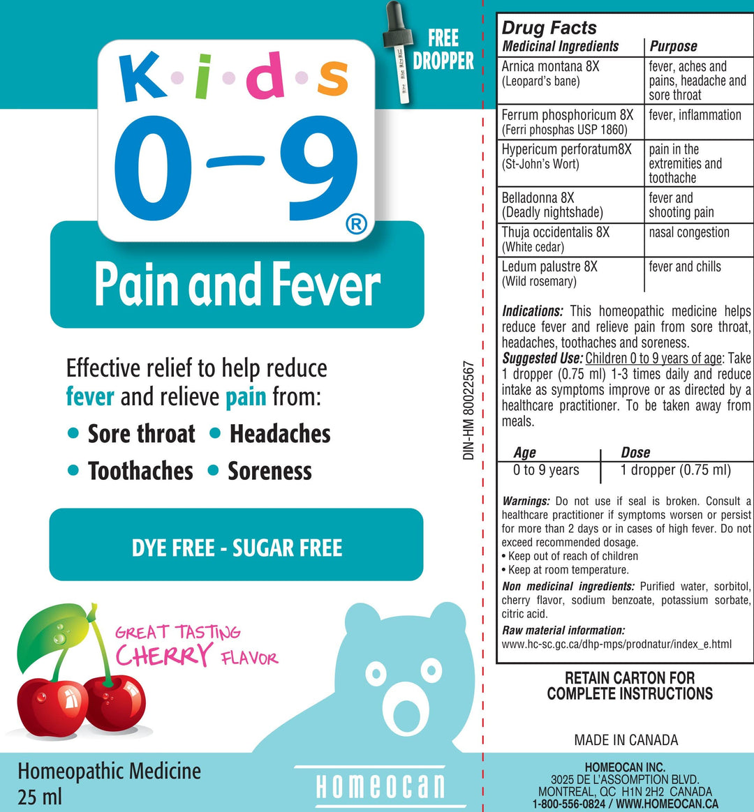 Homeocan - Kids 0-9 Pain & Fever, 25 Ml