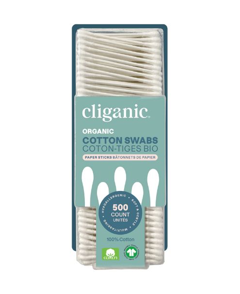  Cliganic - Organic Cotton Swabs, 500ct - Image 1