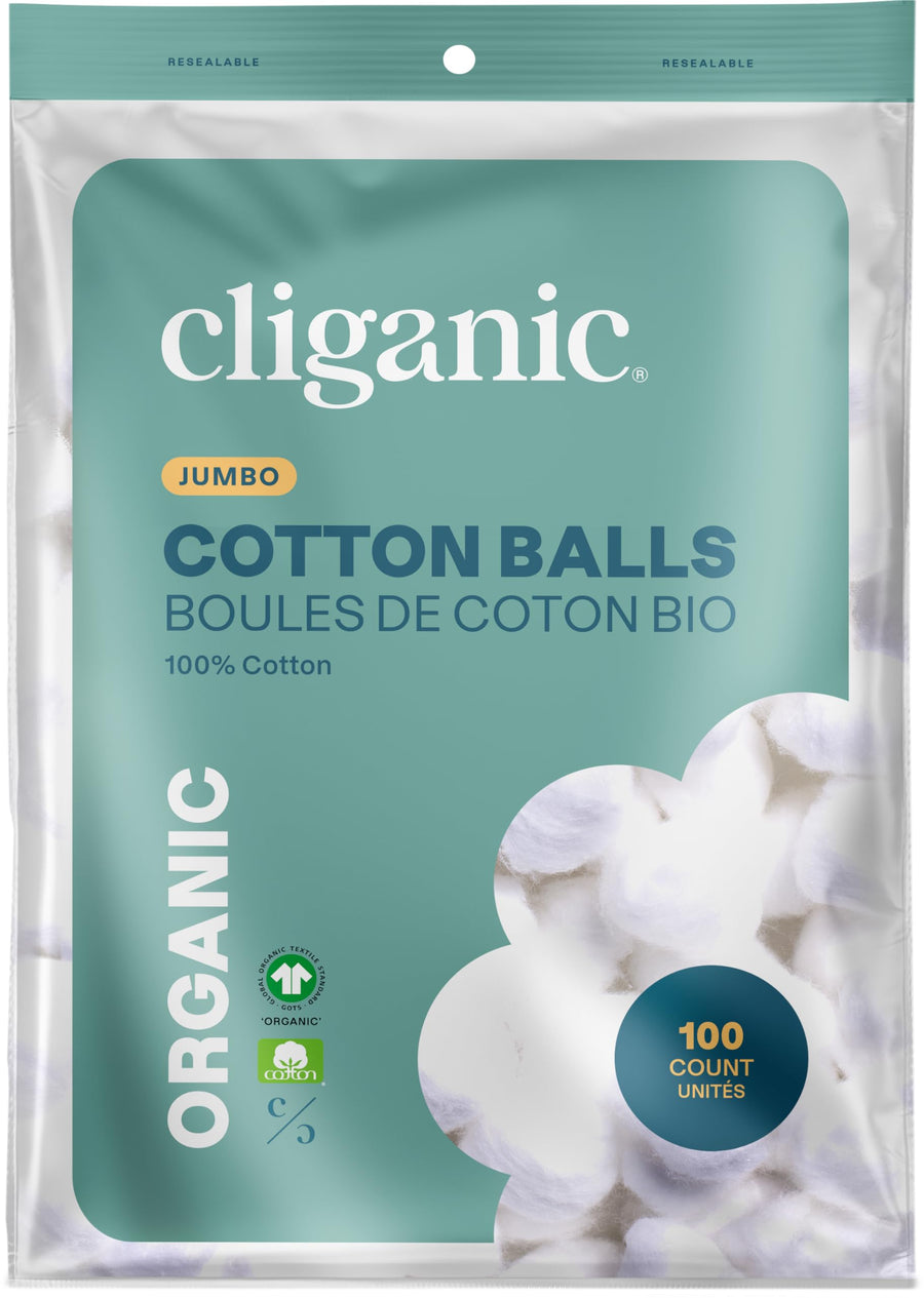 Cliganic - Org Jumbo Cotton Balls, 100ct