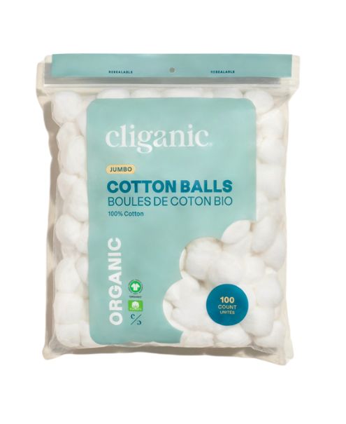 Cliganic - Org Jumbo Cotton Balls, 100ct - Image 1