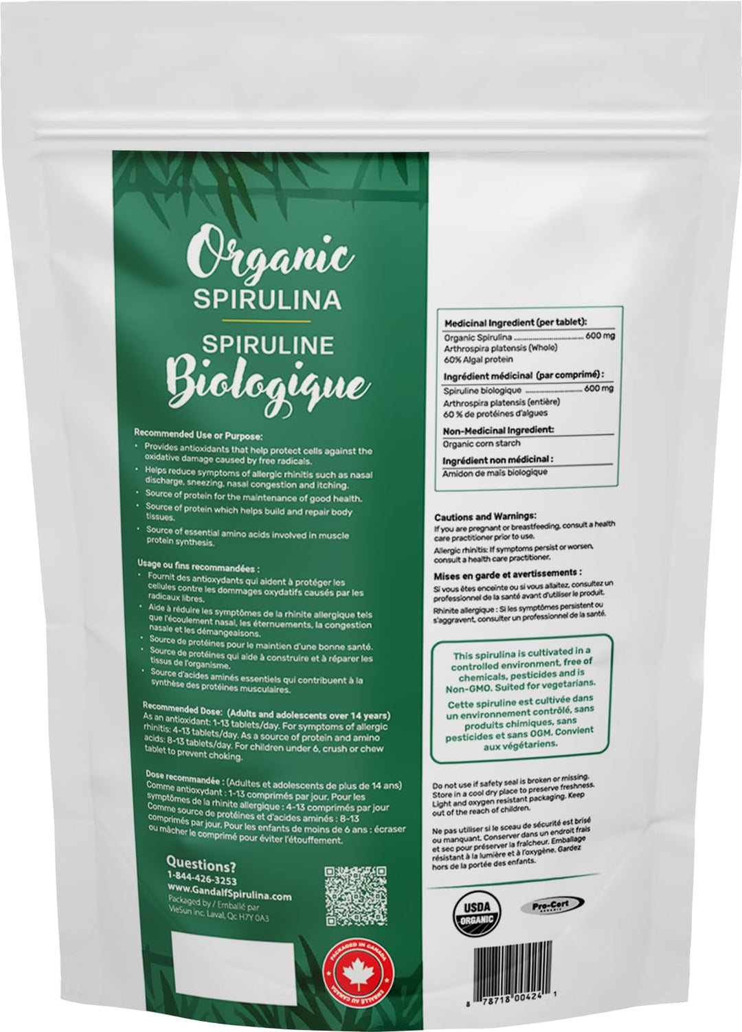 Gandalf - Spirulina Organic 600mg, 150 tabs - Gandalf