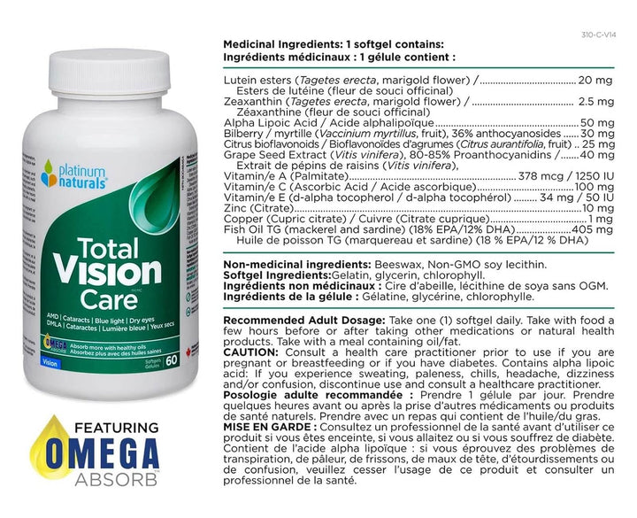 Platinum Naturals - Total Vision Care (30sg 12)