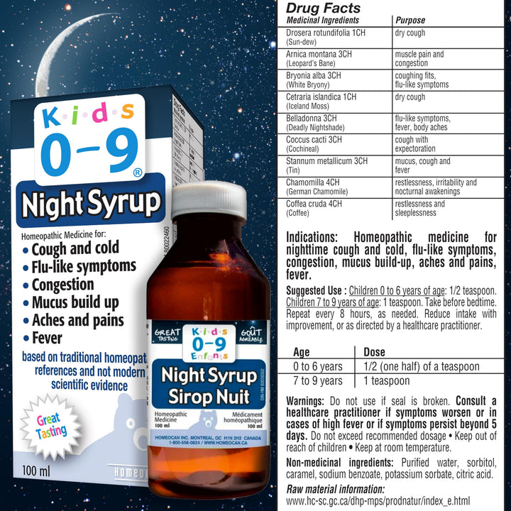 Homeocan - KIDS 0-9 Cough & Cold Nighttime (100ml 12)