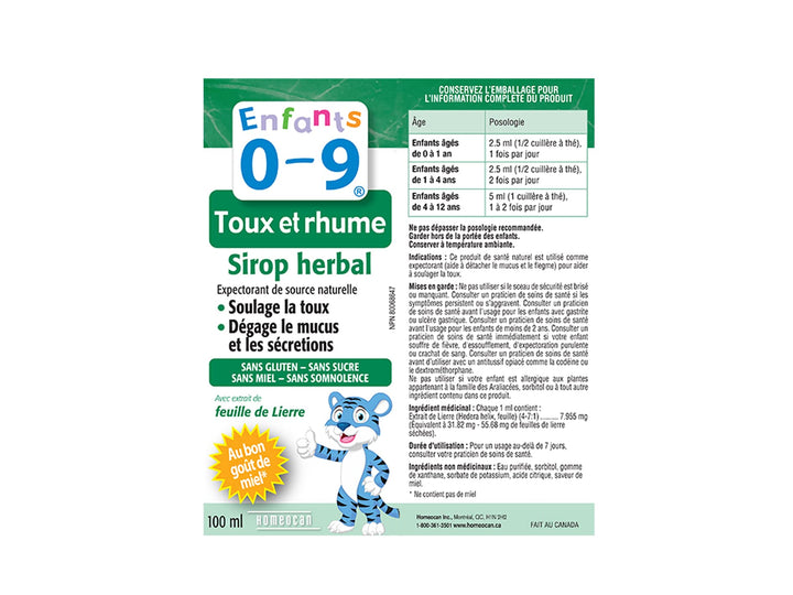 Homeocan - Kids 0-9 Cough& Cold Herbal Syrup (100ml 12)