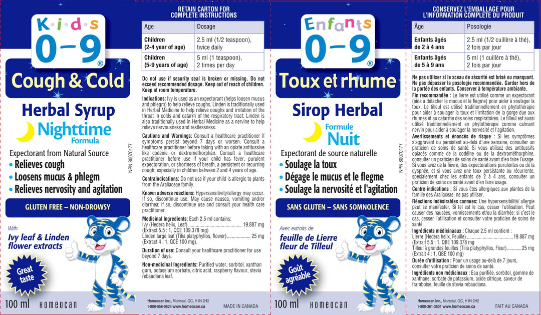 Homeocan - Kids 0-9 Herbal Nighttime Syrup (100ml 12)