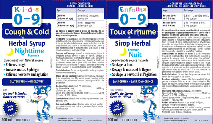 Homeocan - Kids 0-9 Herbal Nighttime Syrup (100ml 12)