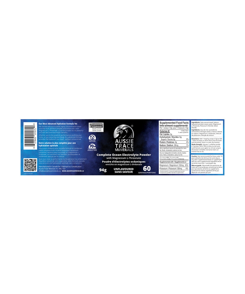 Usage directions for Aussie Trace Minerals Complete Ocean Electrolyte Powder, 94g - Aussie Trace Minerals