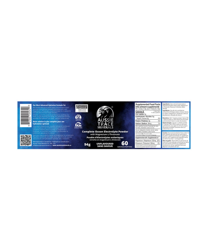 Usage directions for Aussie Trace Minerals Complete Ocean Electrolyte Powder, 94g - Aussie Trace Minerals