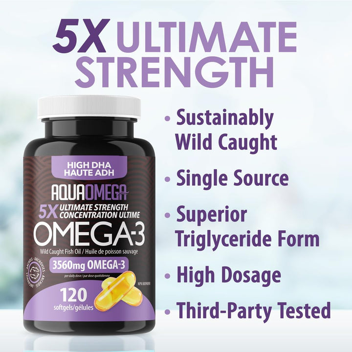 AquaOmega - 5X Ultimate Strength DHA Softgels (120sg 12)