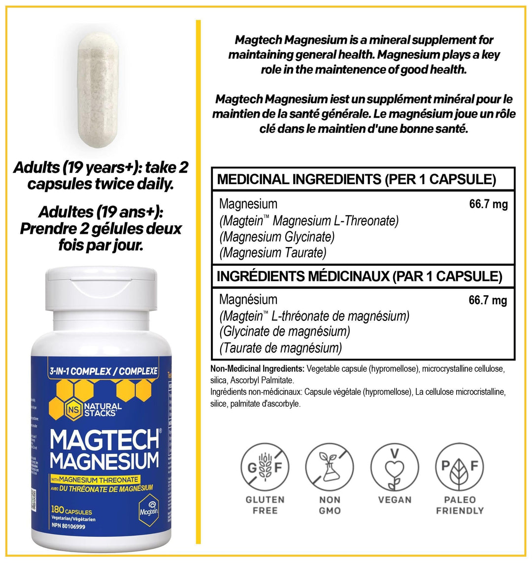 Natural Stacks - Magtech - Magnesium Complex (180vcap 12)