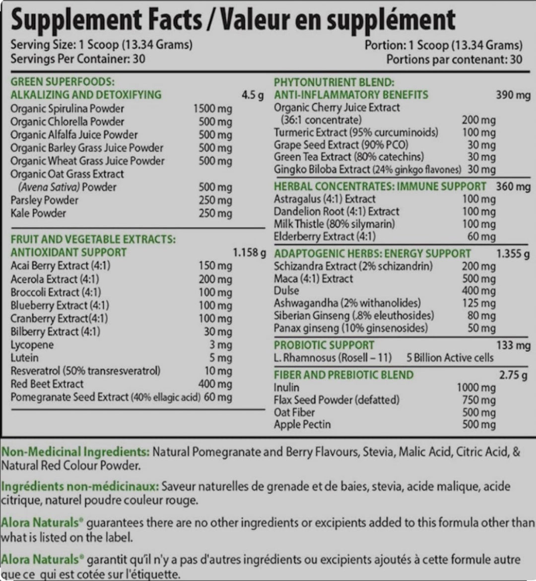 Alora Naturals - True Greens Pomegranate Berry (400g 12)