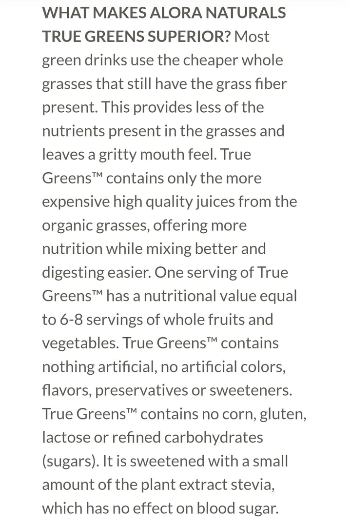 Alora Naturals - True Greens Pineapple Mango (400g 12)
