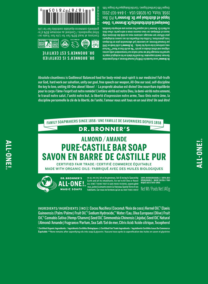 Dr. Bronner's  Almond  Pure Castile Bar Soap